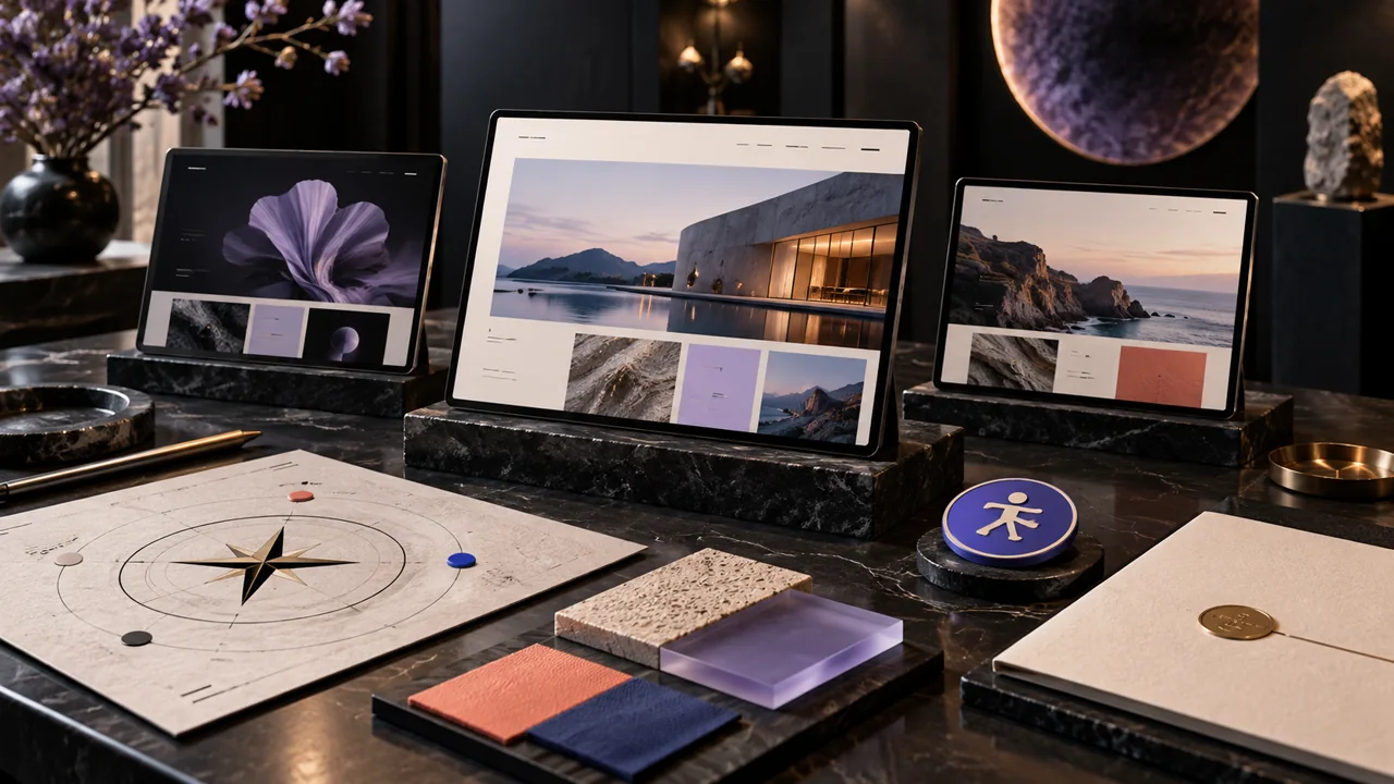 Premium gallery table displaying website specimens, strategy objects and production evidence for choosing a web design agency