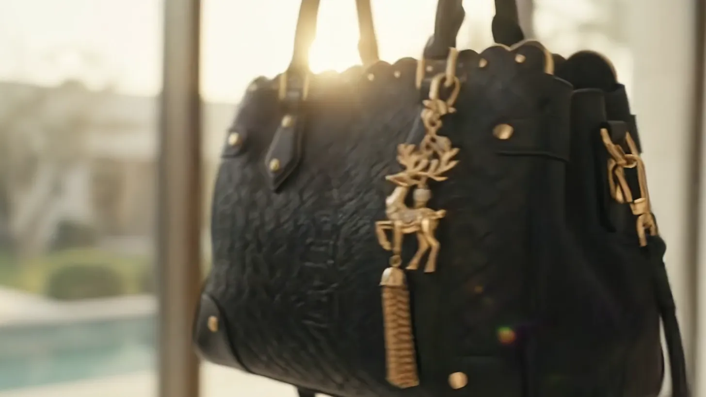 The bag lifted against a bright window, sun flaring off the brass