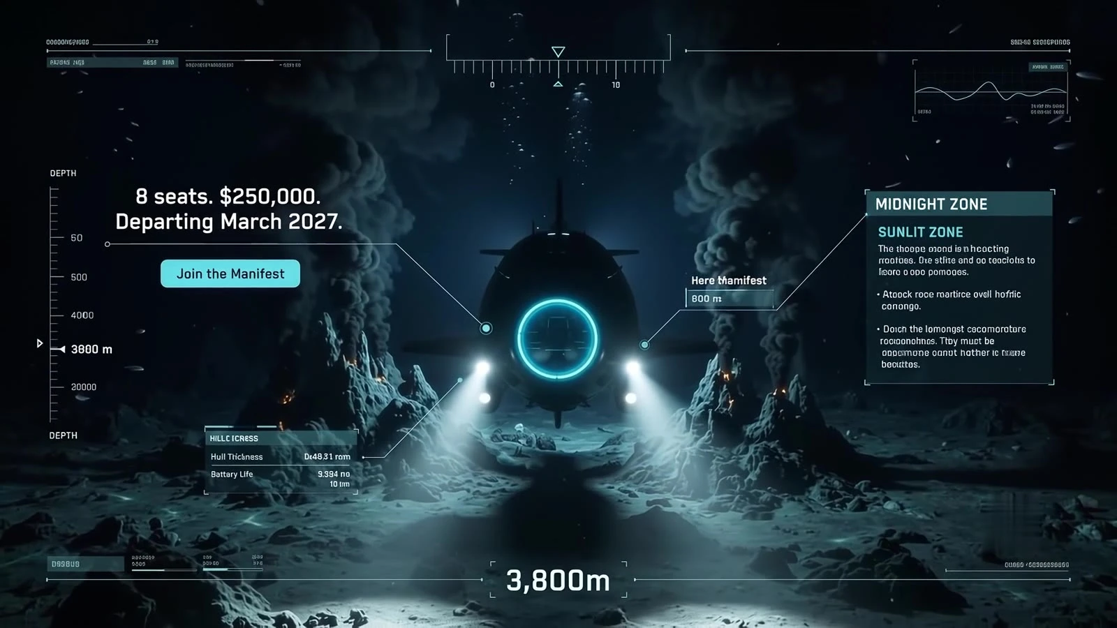 The expedition arriving among deep-sea mineral formations