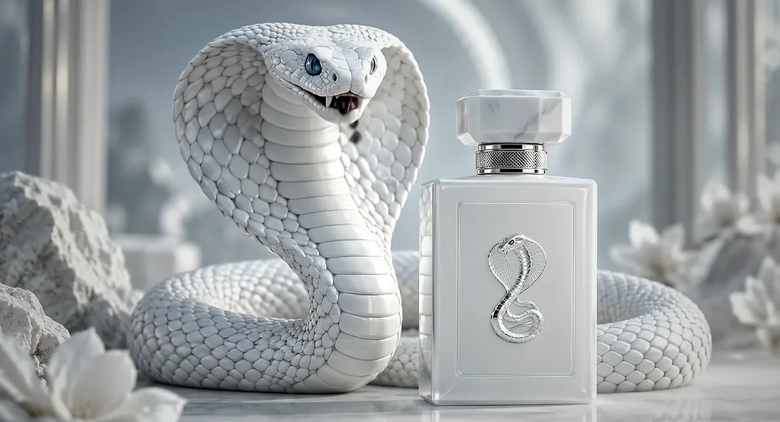 The cobra's hood raised, still and pale
