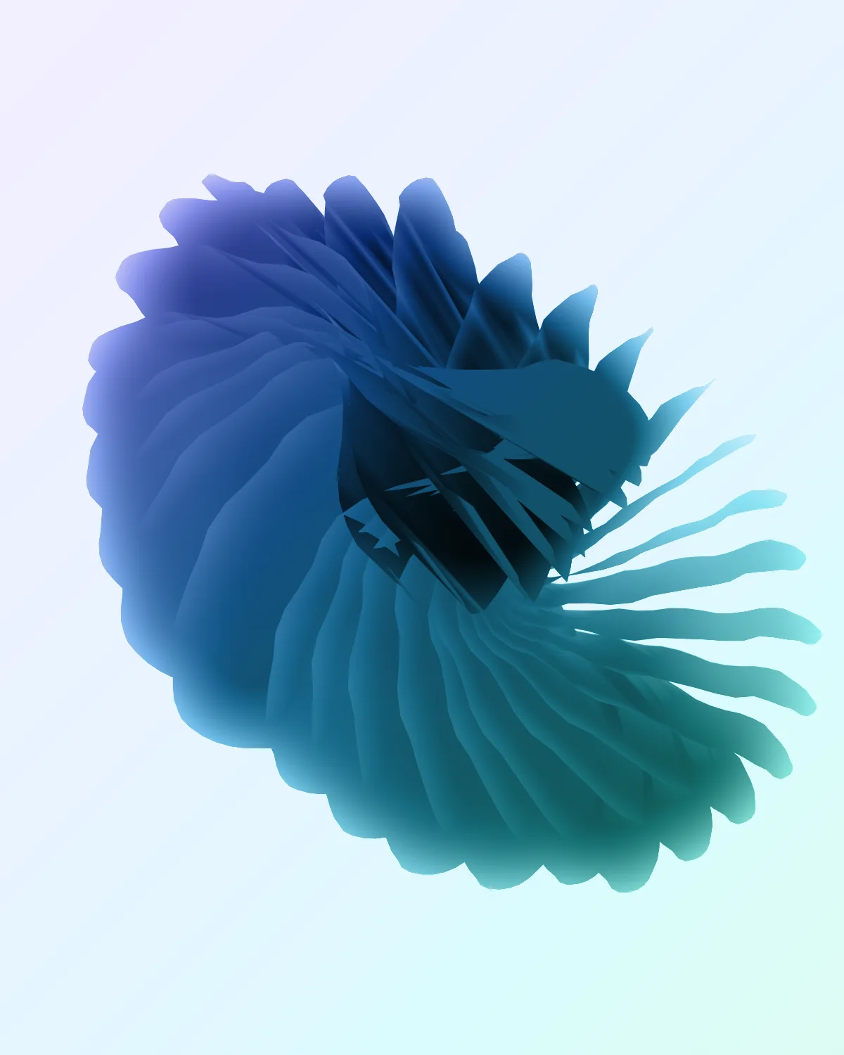 Iridescent twin-lobed digital form