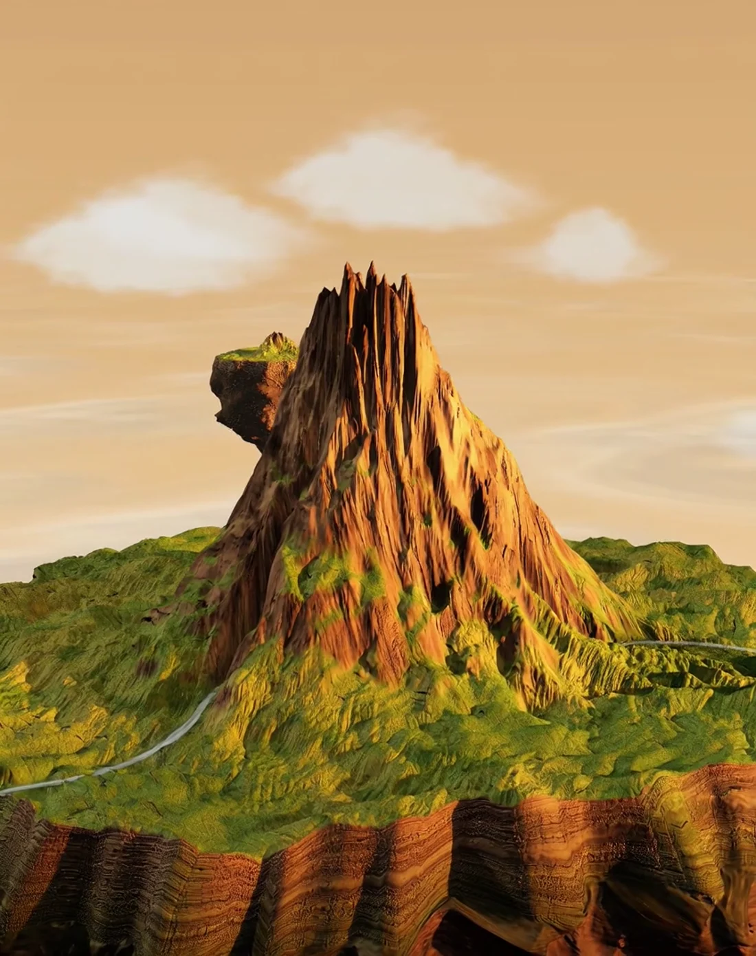 The island seen whole in daylight