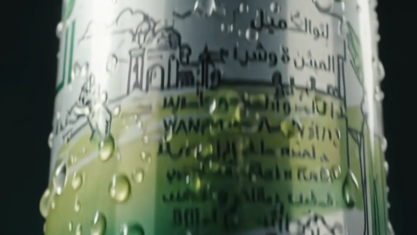 Condensation running down the printed can