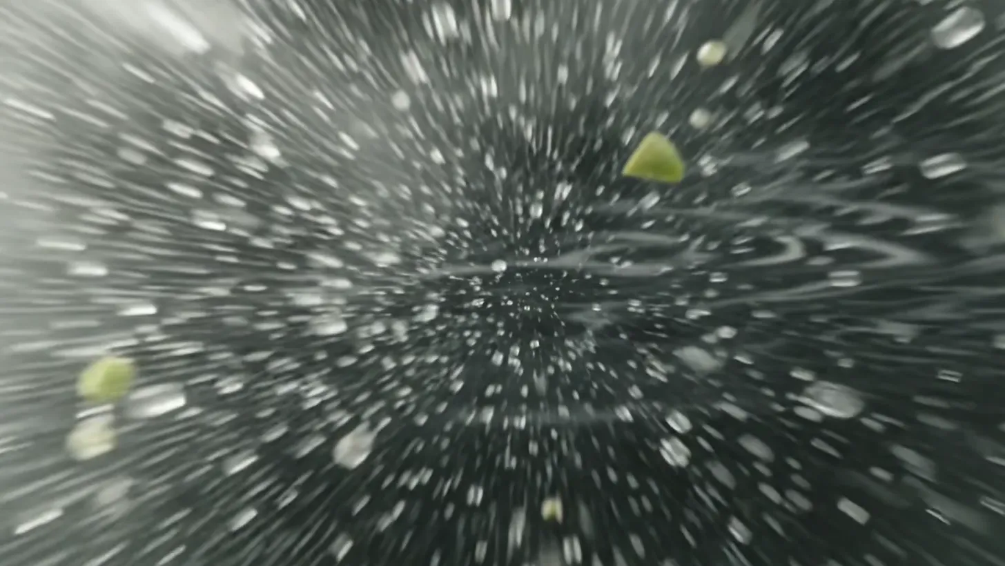 Carbonated water swirling with bubbles