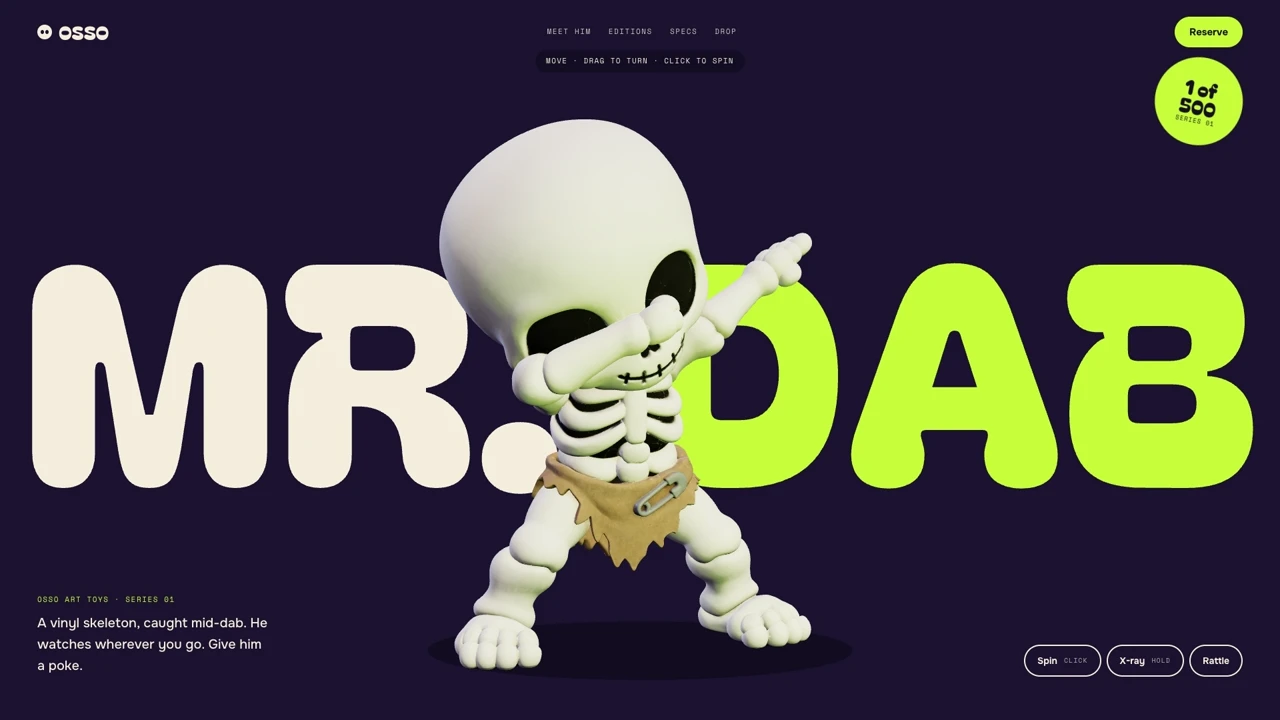 MR. DAB animated 3D character website preview