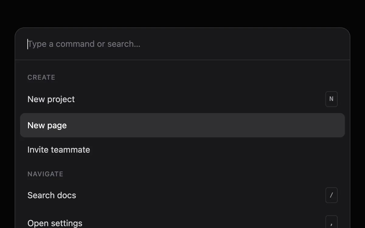 Command Palette component preview