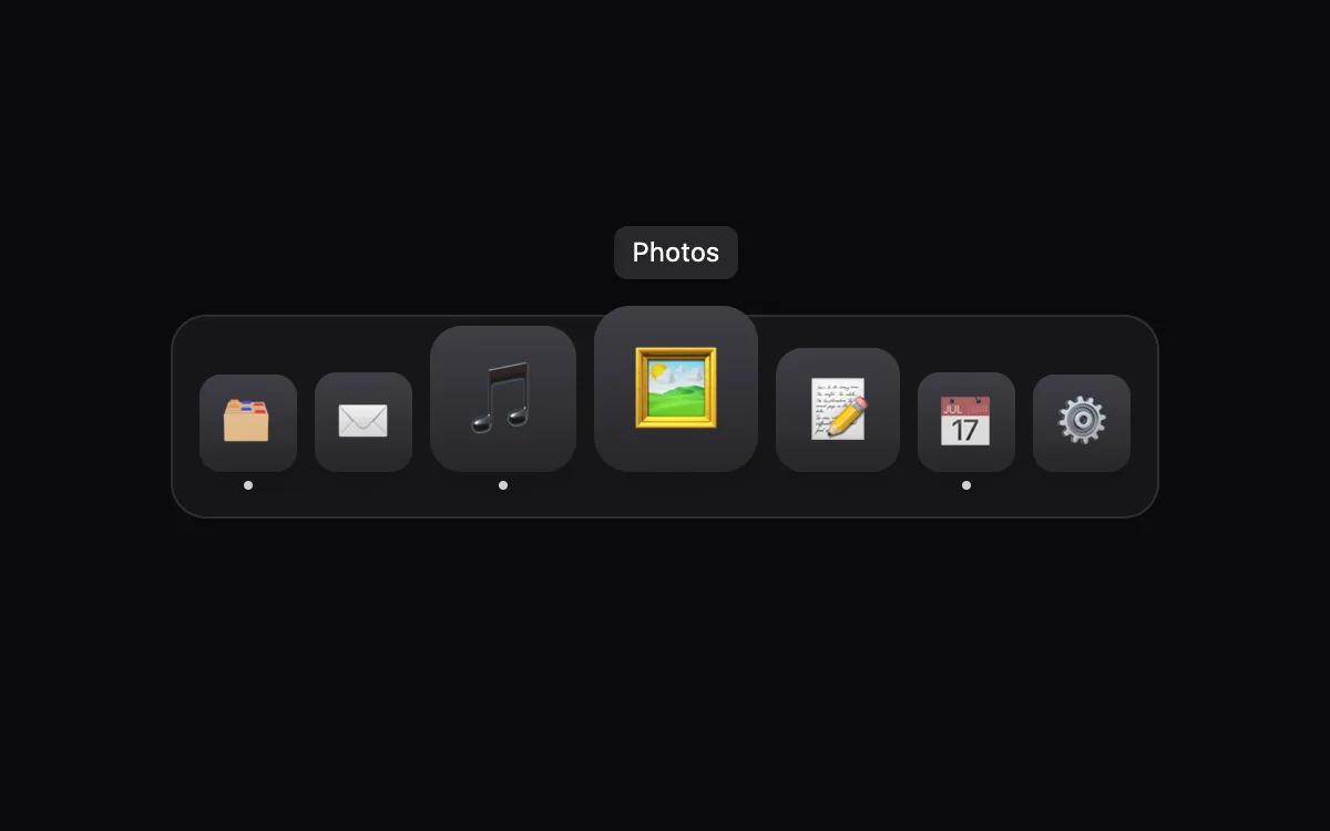 Dock Menu component preview