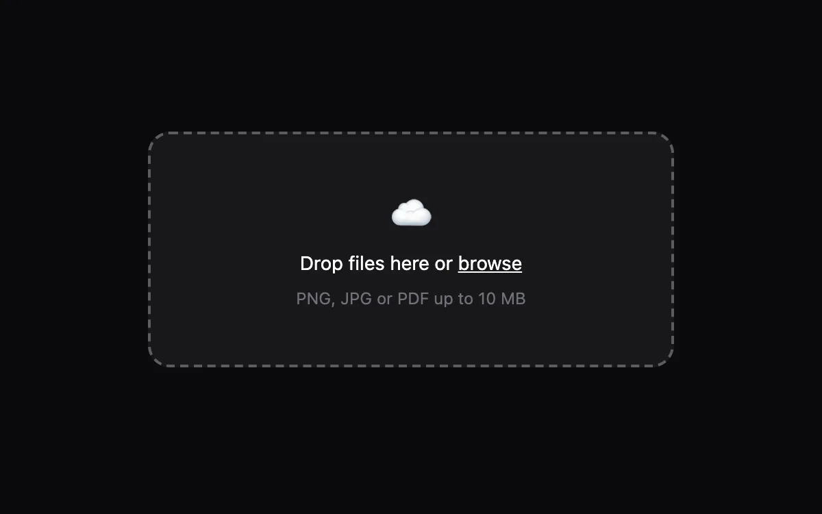 File Dropzone component preview