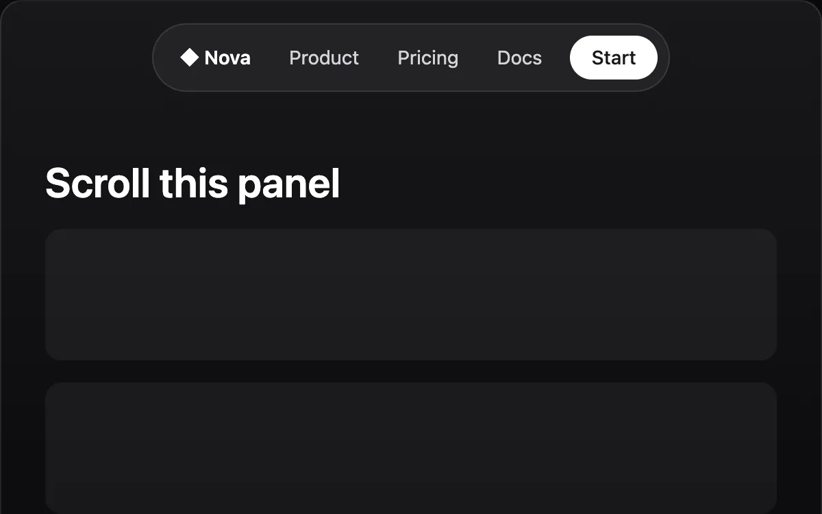 Floating Navbar component preview