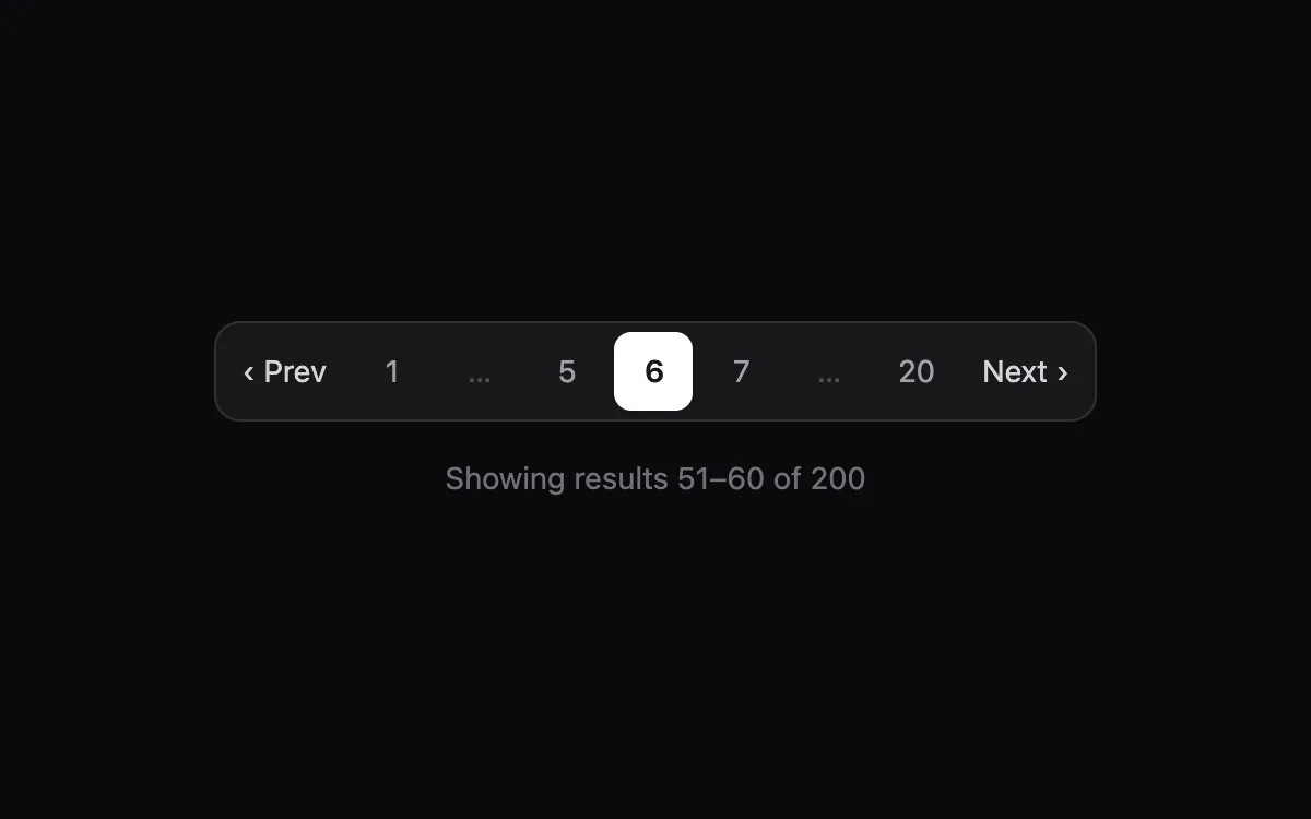 Pagination component preview