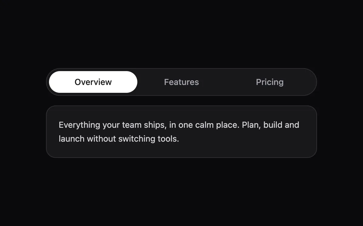 Sliding Tabs component preview
