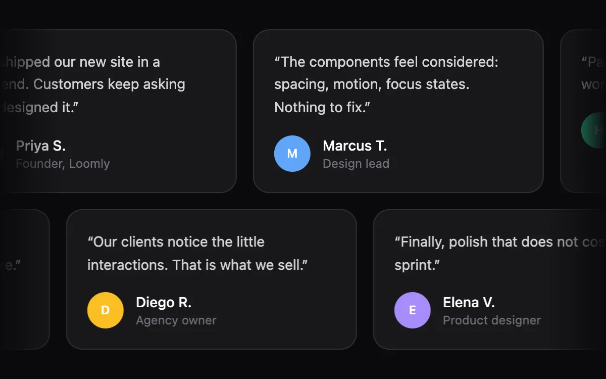Testimonial Marquee component preview