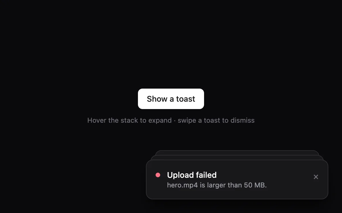 Toast Stack component preview